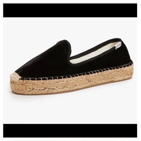 Soludos Velvet Platform Smoking Espadrille Slipper Loafers - Picture 4 of 17